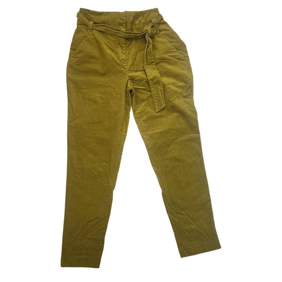 7th Avenue Chartreuse Corduroy Cotton Blend Paperbag pants Size 6 - Picture 1 of 3